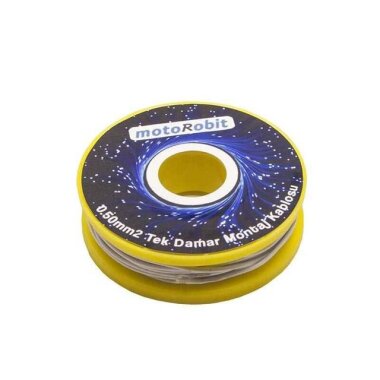 0.50 mm2 Beyaz Tek Damar Montaj Kablosu - 10 Metre - Görsu Elektronik