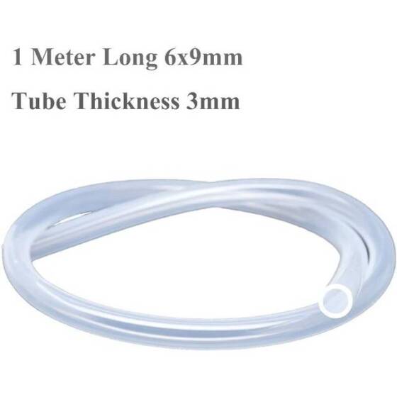 1 Metre Gri Esnek Kauçuk Şeffaf Hortum - Slikon Tüp ID 6mm X 9mm OD - 2