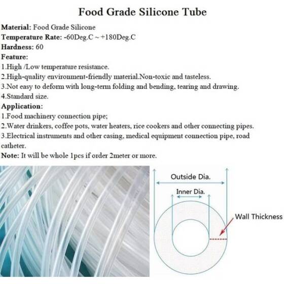 1 metre Gül Kırmızı Esnek Kauçuk Şeffaf Hortum - Slikon Tüp ID 4mm X 6mm OD - 2