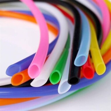 1 metre Gül Kırmızı Esnek Kauçuk Şeffaf Hortum - Slikon Tüp ID 5mm X 7mm OD - 2