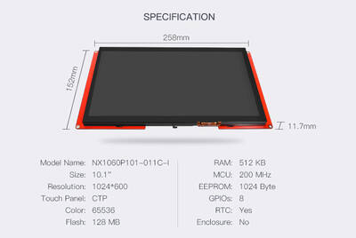 10.1 Inch Nextion HMI Display Rezistif Ekran - Dokunmatik NX1060P101-011R-I