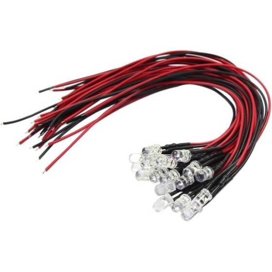 12-18V 5mm Sıcak Beyaz LED 20cm Kablolu - 1