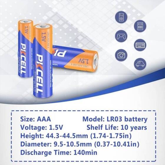 12PCS PKCELL AAA 1.5V Yüksek Kaliteli Alkalin Pil - 3
