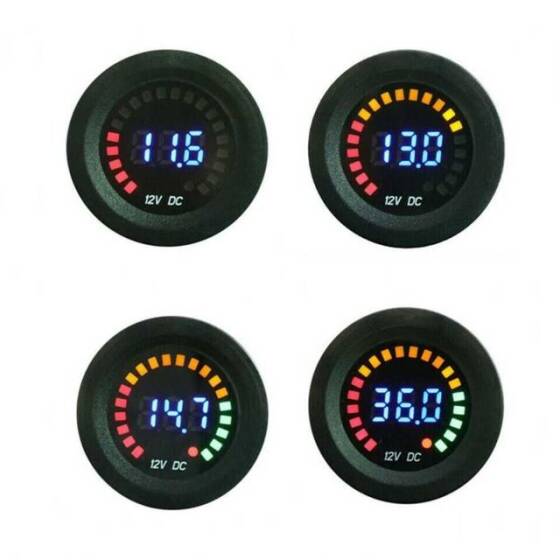 12V Araç Akü Kapasite Göstergesi 5-36V Voltmetre - 4