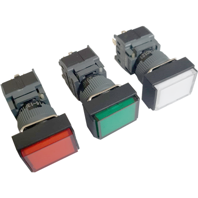 16mm Yaylı Buton Kırmızı 1NO/1NC Dikdörtgen - 1