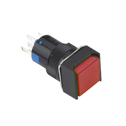 16mm Yaylı Buton Sarı 1NO/1NC Kare - 1