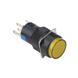 16mm Yaylı Buton Sarı 1NO/1NC Yuvarlak - 1