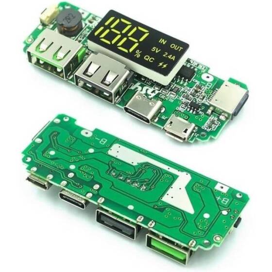 18650 5V 2.4A Lityum Pil Dijital Ekran Şarj Modülü Çift Usb Çıkış BAndı Ekran Güçlendirici Modülü - 4