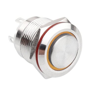 19H-G1-E 19mm Çıkık Yaylı Işıklı Metal Buton - Sarı - WDELE