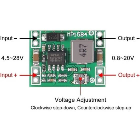 24V-12V / 9V-5V Sabit Çıkış 3A Ayarlanabilir Voltaj Düşürücü Regülatör Modülü MP1584EN - 3