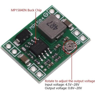 24V-12V / 9V-5V Sabit Çıkış 3A Ayarlanabilir Voltaj Düşürücü Regülatör Modülü MP1584EN - 4