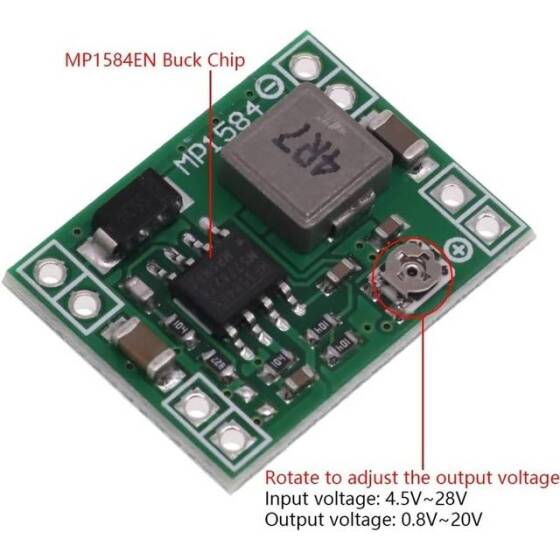 24V-12V / 9V-5V Sabit Çıkış 3A Ayarlanabilir Voltaj Düşürücü Regülatör Modülü MP1584EN - 4