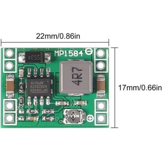 24V-12V / 9V-5V Sabit Çıkış 3A Ayarlanabilir Voltaj Düşürücü Regülatör Modülü MP1584EN - 5
