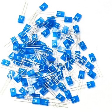 2V 20mA 257 Şeffaf Pure Yeşil Dikdörtgen Led 28mm Bacak Uzunluğu - 5