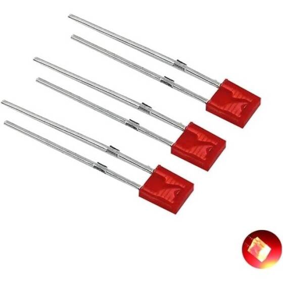 2V 20mA 257 Şeffaf Sarı Dikdörtgen Led 28mm Bacak Uzunluğu - 3