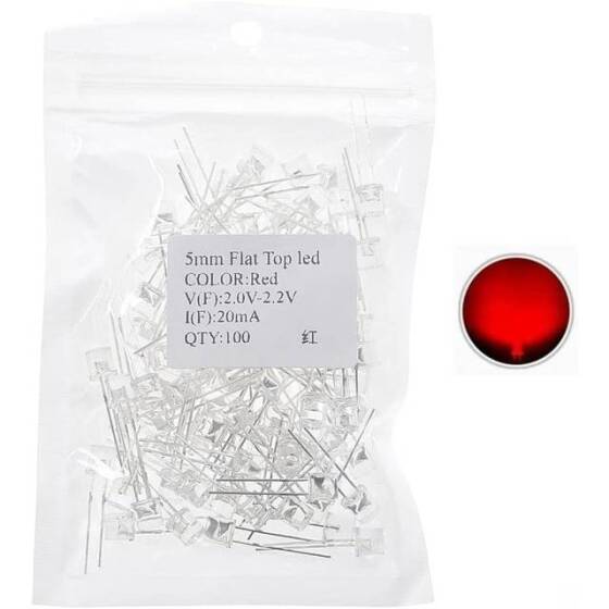 2V 20mA 5mm Şeffaf Pure Yeşil Düz Led 18mm Bacak Uzunluğu - 1