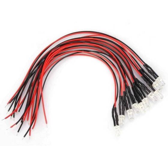 30-40V 5mm Sarı LED 20cm Kablolu - 1