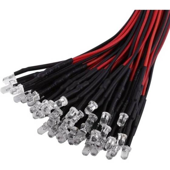 3V 20mA 3mm Şeffaf RGB Yavaş Flaşör Led 28mm Bacak Uzunluğu - 3