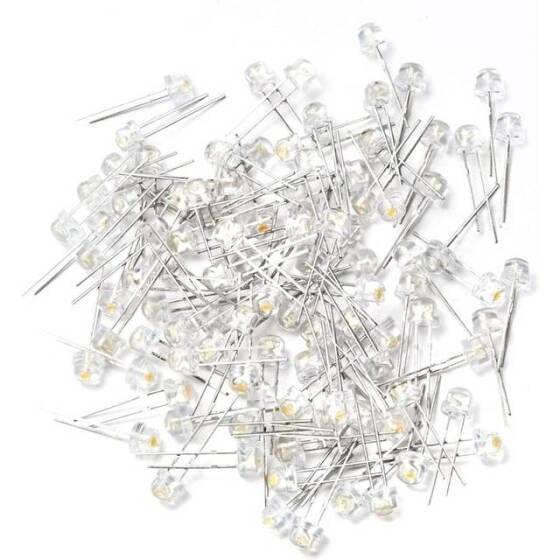 3V 20mA 5mm Beyaz Mantar Led 18mm Bacak Uzunluğu - 5