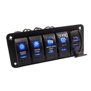 4'lü ON-OFF Işıklı Anahtar Switch Panel 2x 5V 3.1A USB - Görsu Elektronik