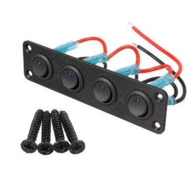 4'lü ON-OFF Mavi Nokta Işıklı Anahtar Switch Panel 12V-24V - 1
