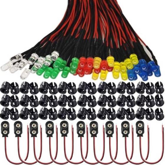 5-9V 3mm Beyaz LED 20cm Kablolu - 1
