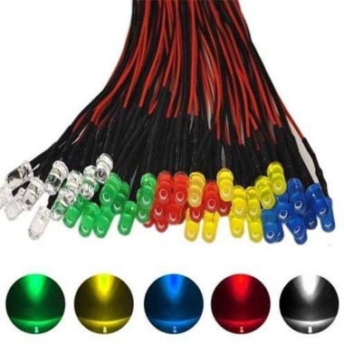 5-9V 3mm Beyaz LED 20cm Kablolu - 2