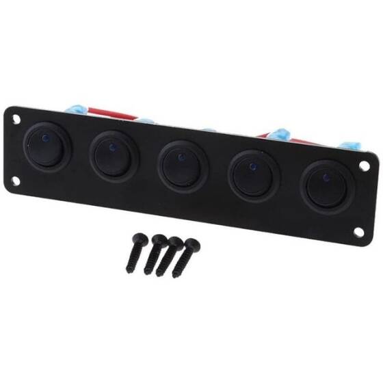 5'li ON-OFF Mavi Nokta Işıklı Anahtar Switch Panel 12V-24V - 1