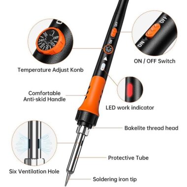 60W Isı Ayarlı Kalem Havyalı Lehimleme Seti - 3