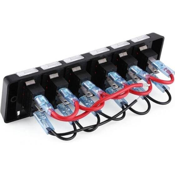 6'lı ON-OFF Kırmızı Işıklı Anahtar Switch Panel 12V 16A - 3