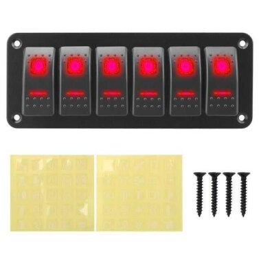 6'lı ON-OFF Kırmızı Işıklı Anahtar Switch Panel 12V-24V - Görsu Elektronik