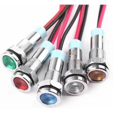 8mm 10-24V Beyaz LED Metal Sinyal Lambası - Metal İndicator Light - 1