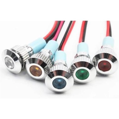 8mm 10-24V Kırmızı LED Metal Sinyal Lambası - Metal İndicator Light - 3