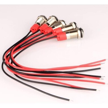 8mm 3-9V Kırmızı LED Metal Sinyal Lambası - Metal İndicator Light - 3