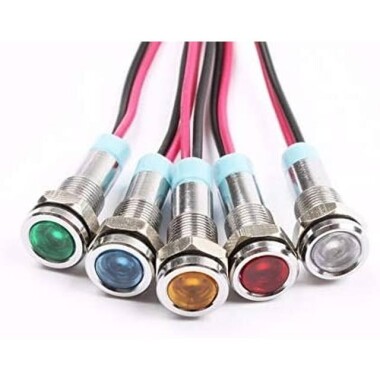 8mm 3-9V Sarı LED Metal Sinyal Lambası - Metal İndicator Light - 1