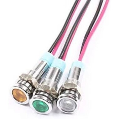 8mm 3-9V Sarı LED Metal Sinyal Lambası - Metal İndicator Light - 3