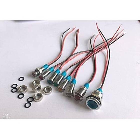 8mm 3-9V Yeşil LED Metal Sinyal Lambası - Metal İndicator Light - 1