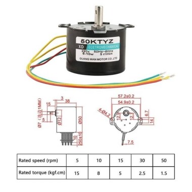 AC 220V 6W 10RPM 50KTYZ Senkron Motor Kalıcı Mıknatıslı - 5