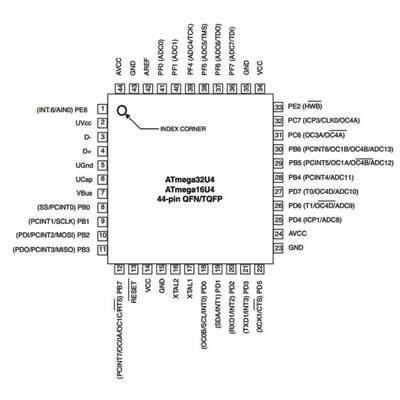 ATMEGA32U4-AU SMD 8-Bit 16Mhz Mikrodenetleyici TQFP-44 - 2