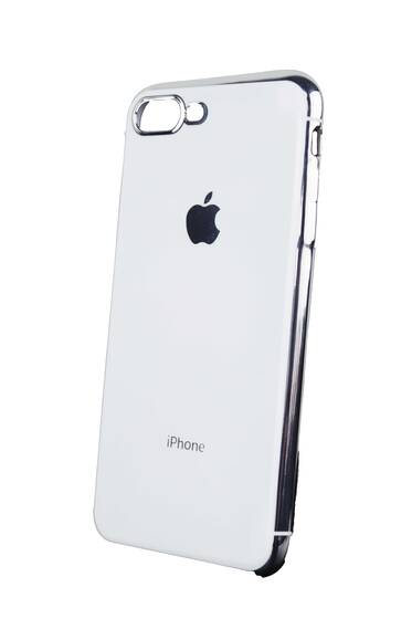 Beyaz İphone 7 Plus - Apple Logolu Lazer Kesim Silikon Kılıf