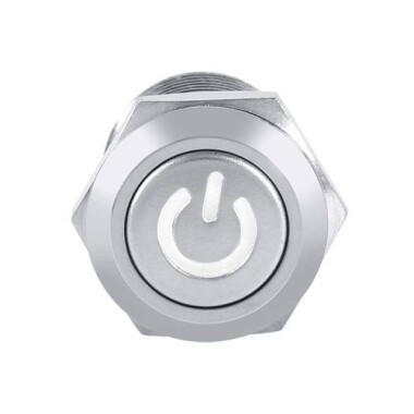Çıkık Kafa 12mm 110-220V Su Geçirmez Anlık Kendinden Sıfırlamalı Metal Push Buton Beyaz Ledli Soket Dahil - 2