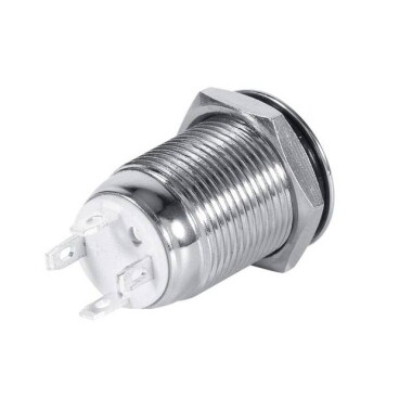 Çıkık Kafa 12mm 110-220V Su Geçirmez Anlık Kendinden Sıfırlamalı Metal Push Buton Beyaz Ledli Soket Dahil - 3