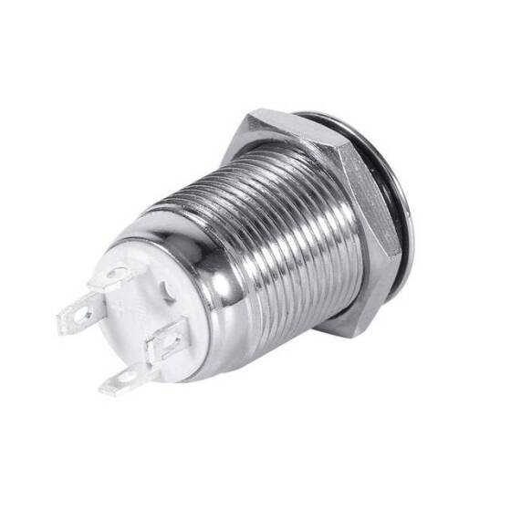Çıkık Kafa 12mm 110-220V Su Geçirmez Anlık Kendinden Sıfırlamalı Metal Push Buton Beyaz Ledli Soket Dahil - 3
