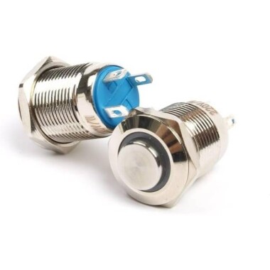 Çıkık Kafa 12mm 110-220V Su Geçirmez Anlık Kendinden Sıfırlamalı Metal Push Buton Kırmızı Ledli - 3