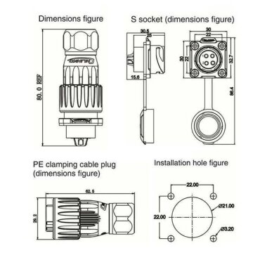 DH-20-J04SX-03-401 4 Pin Su Geçirmez Konnektör - Dişi - 2