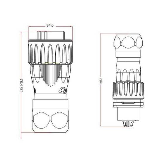DH-24-C24PE-03-001 24 Pin Su Geçirmez Konnektör - Erkek - 2
