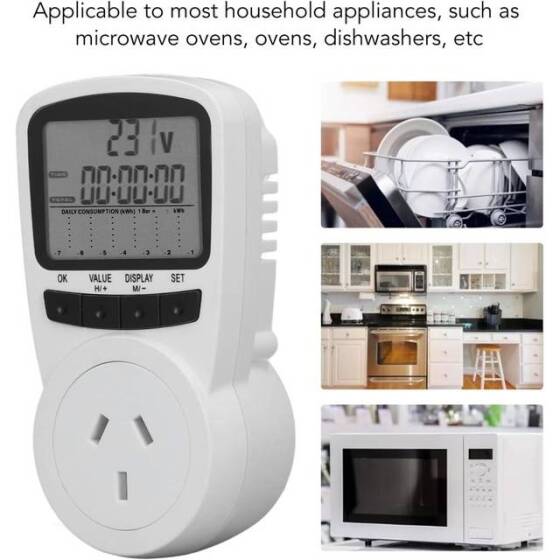 Dijital LCD Güç Ölçer Soket Güç Analizörü AU Fişli 240x400W Pilli - 2