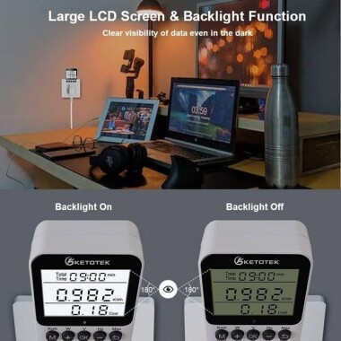 Dijital LCD Güç Ölçer Soket Güç Analizörü UK Fişli 230V 13A 2900W Pilli - 4