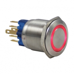 DRN422 22mm Metal Kırmızı Ledli Yaylı Buton - 1