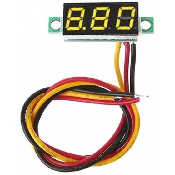 0.28 Inch 0-100V Three Wire DC Voltmeter Yellow - 1